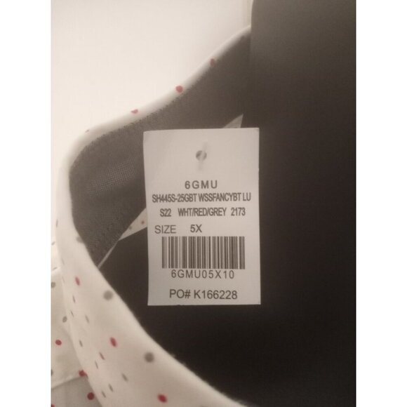 New Linea Uomo LU Shirt 5X Mens Button Up Stretch Short Sleeve White Dots - Picture 3 of 11